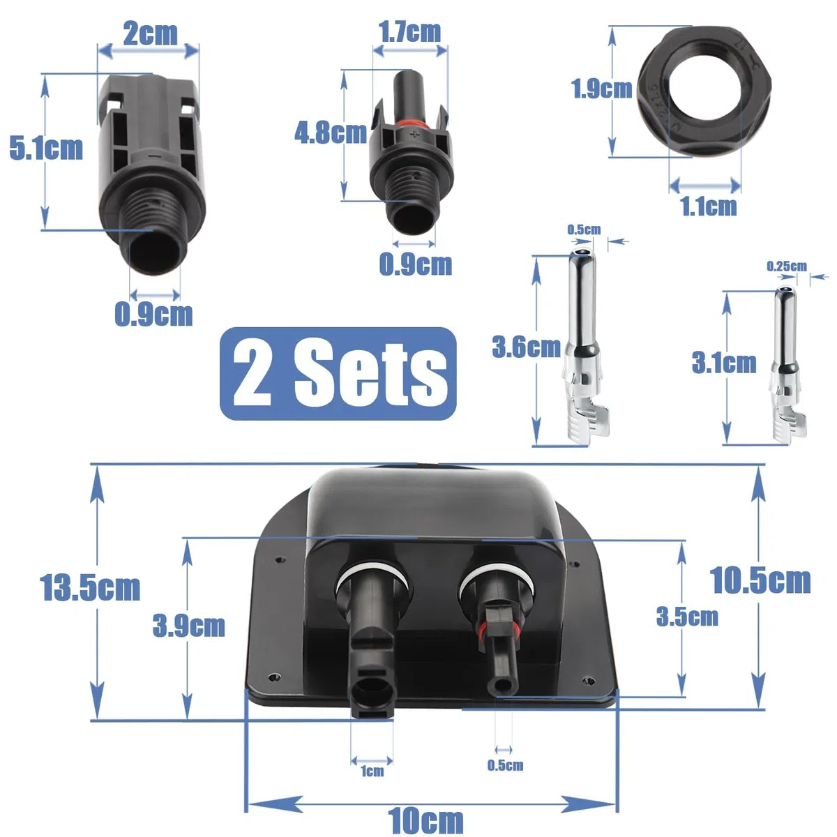 Mbsomnus 2 Piezas Placa de Entrada de Cable Solar Pasamuros Pasacables Impermeable Doble ABS Caja Cables Glándula Entrada Cable Solar Pasamuros Placa Solar para Claraboya Techo Caravana