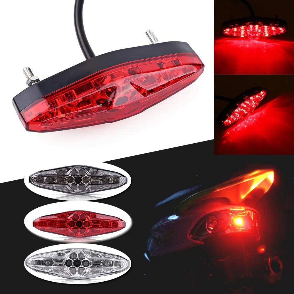 Luces traseras de freno Hlyjoon Luces de freno de la motocicleta Luz de marcha trasera Luz trasera Luz de freno de la motocicleta Luz de freno Luz LED para ATV Dirt Bike 12V 15 LED(rojo)