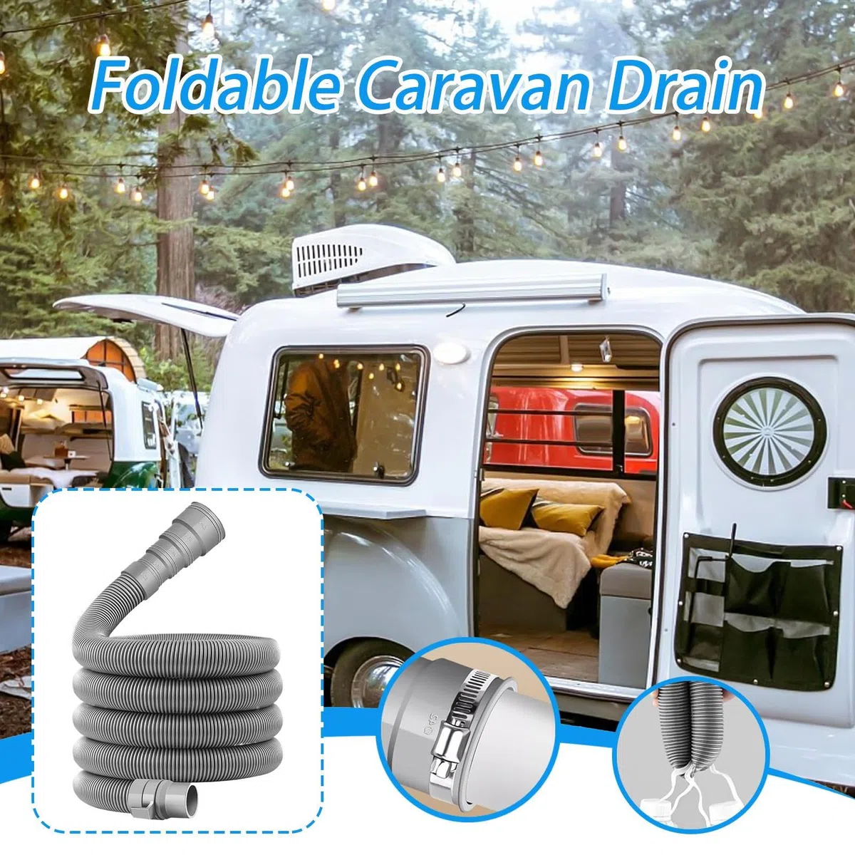 Manguera para Fosa Séptica - Conducto De Desagüe Para Caravanas | Tubo Plegable Ajustable para Vehículo de Camping, Acampada y Vacaciones al Aire Libre