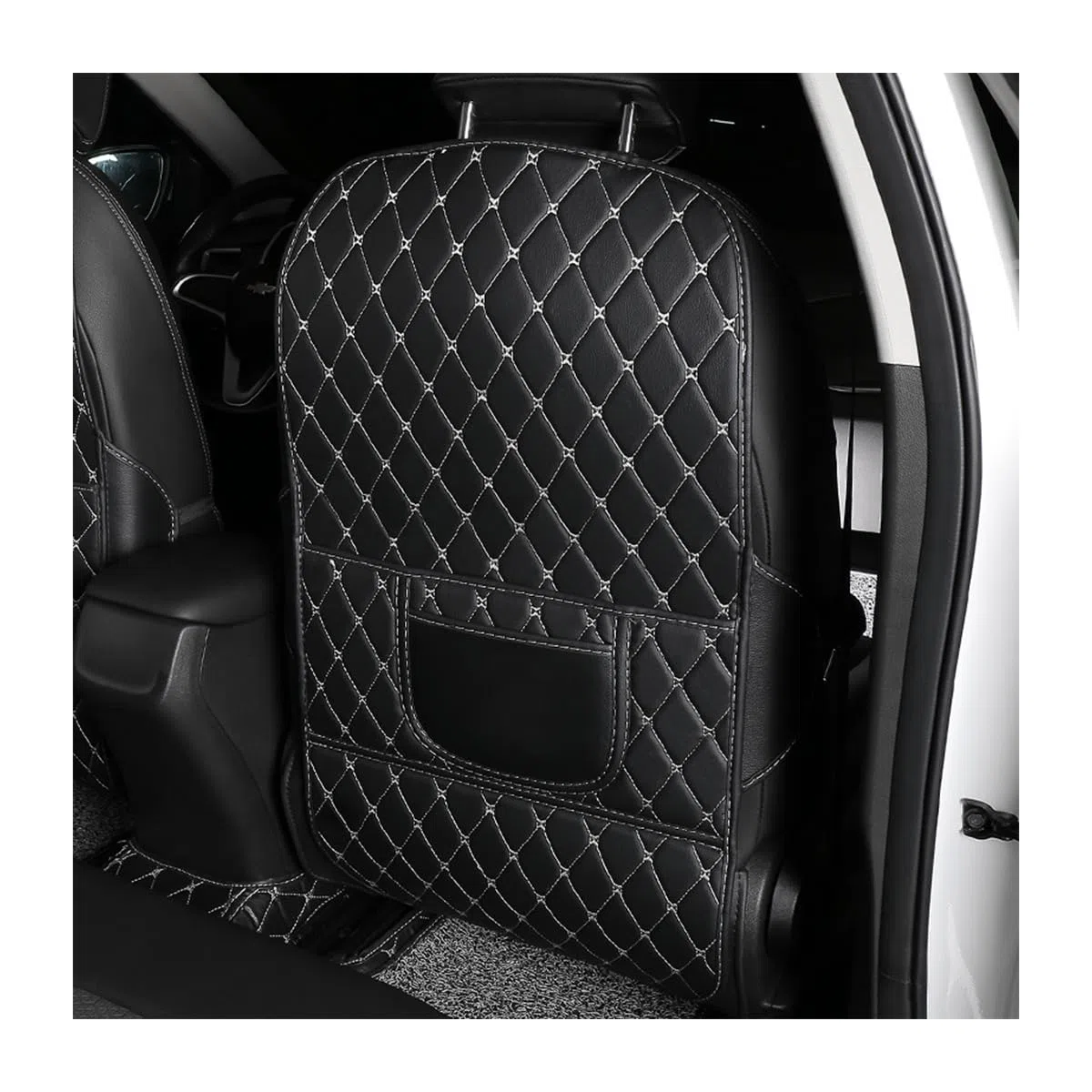 JNNJ Alfombrilla Protectora para El Asiento Trasero Coche, Cuero Protector del Respaldo del Asiento del Coche, Protectores De Respaldo para Niños con Bolsillo, Protege Los Asientos Coche De Daños