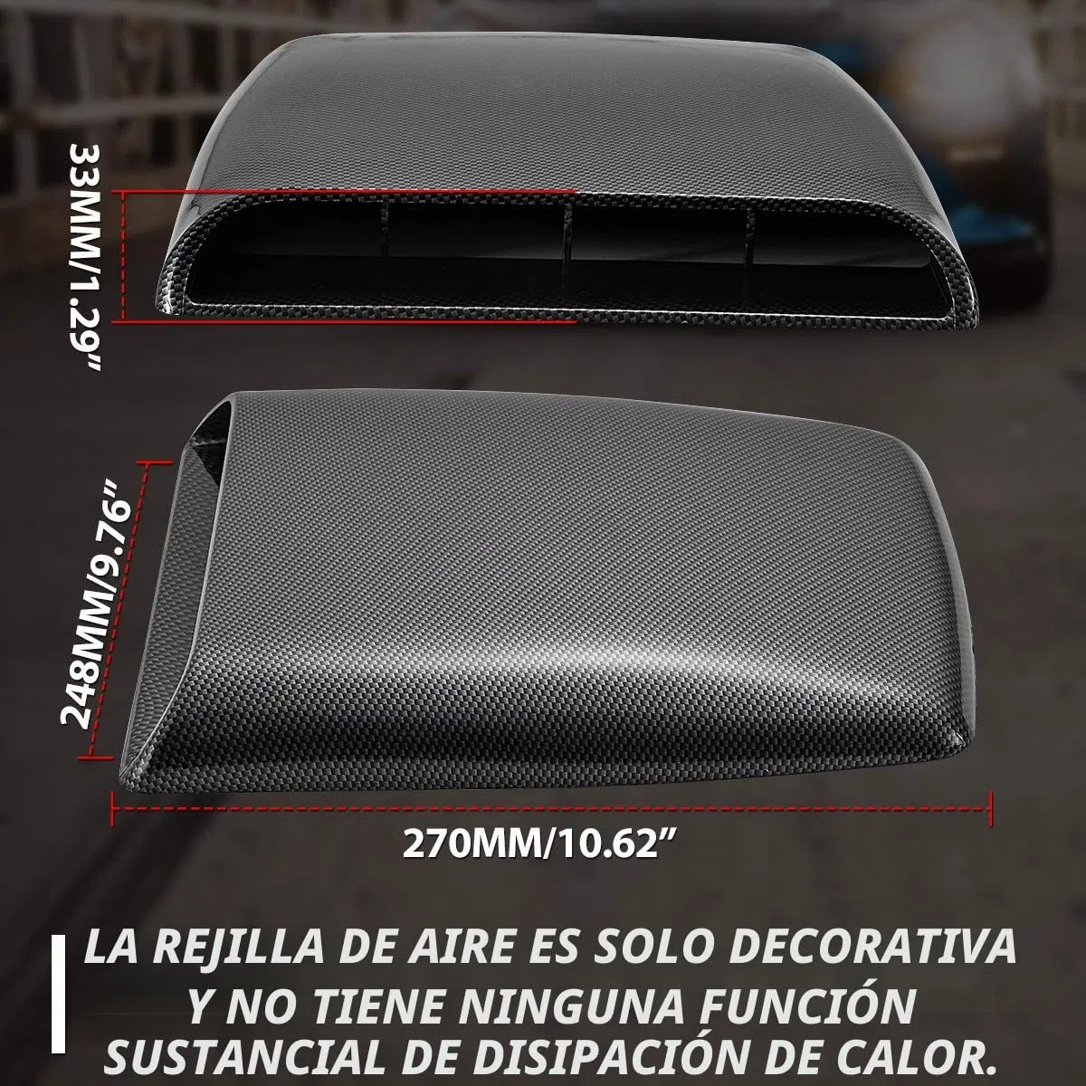 KATUR - Toma de aire decorativa para el capó del coche, ajuste universal