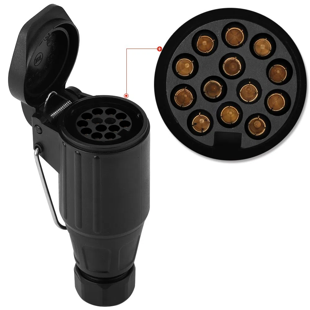 Qiilu 12V 13-Pin Enchufe de Remolque de plástico Enchufe de cableado Adaptador Conector para Remolque Caravana