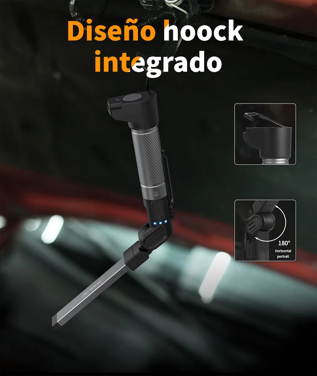 HOTLIGH Linterna Taller - 800 Lúmenes Linterna LED Recargable con Diseño Plegable Multifuncional, 2200 mAh Luz Portatil LED Bateria, 3 Modos de Iluminación Luz Recargable, 1 Paquete