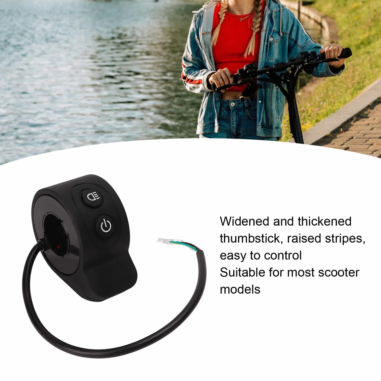 SUNGOOYUE Acelerador de Pulgar para Scooter Eléctrico, Control Regulable 3 Niveles, Impermeable IP54, Compatible con (Color Negro)