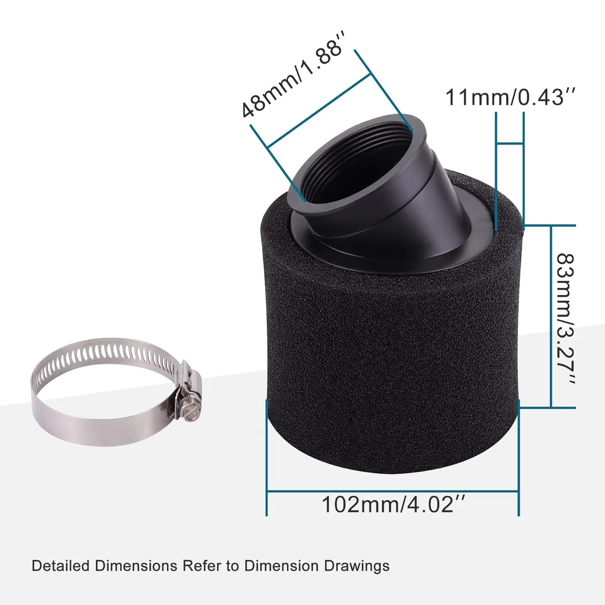 GOOFIT 48mm Filtro De Aire Negro Carreras Reemplazar Para GY6 50cc Motorcycle Scooter Bike Dirt Pit ATV