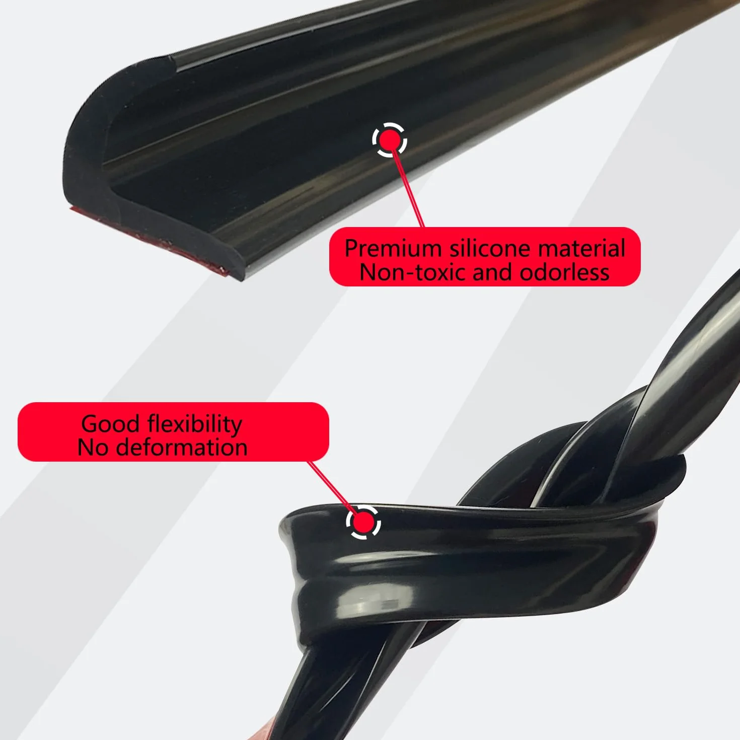 Riel de Goteo 2.5m Tira de Lluvia en Forma de J PVC Drip Stop Vierteaguas Autocaravana para Vehículos Caravanas Barcos Puertas Techos (Negro, 2.5M)
