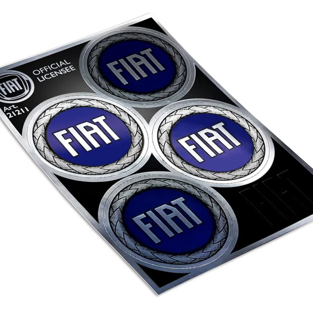 Fiat 21214 Pegatinas Oficiales 4 Logos Azul de 48 mm, 94 x 131 mm