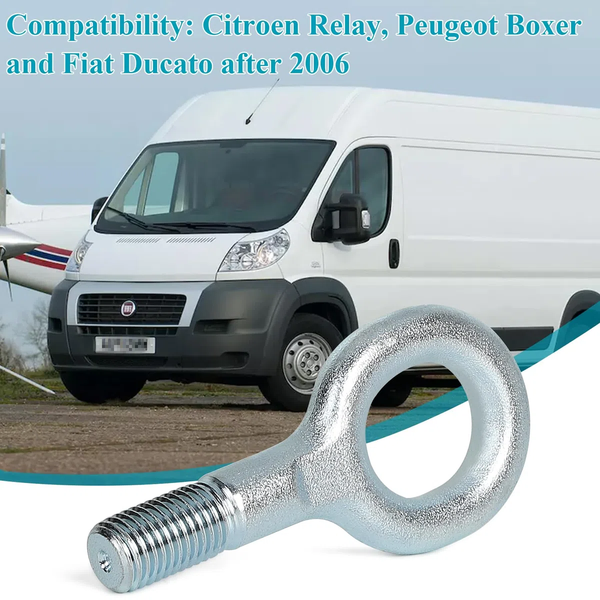 efuturetime 1348135080 Enganches de Remolque 674417 Tow Hook de 107 mm Compatible con Fiat Ducato, Citroen Relay, Peugeot Boxer