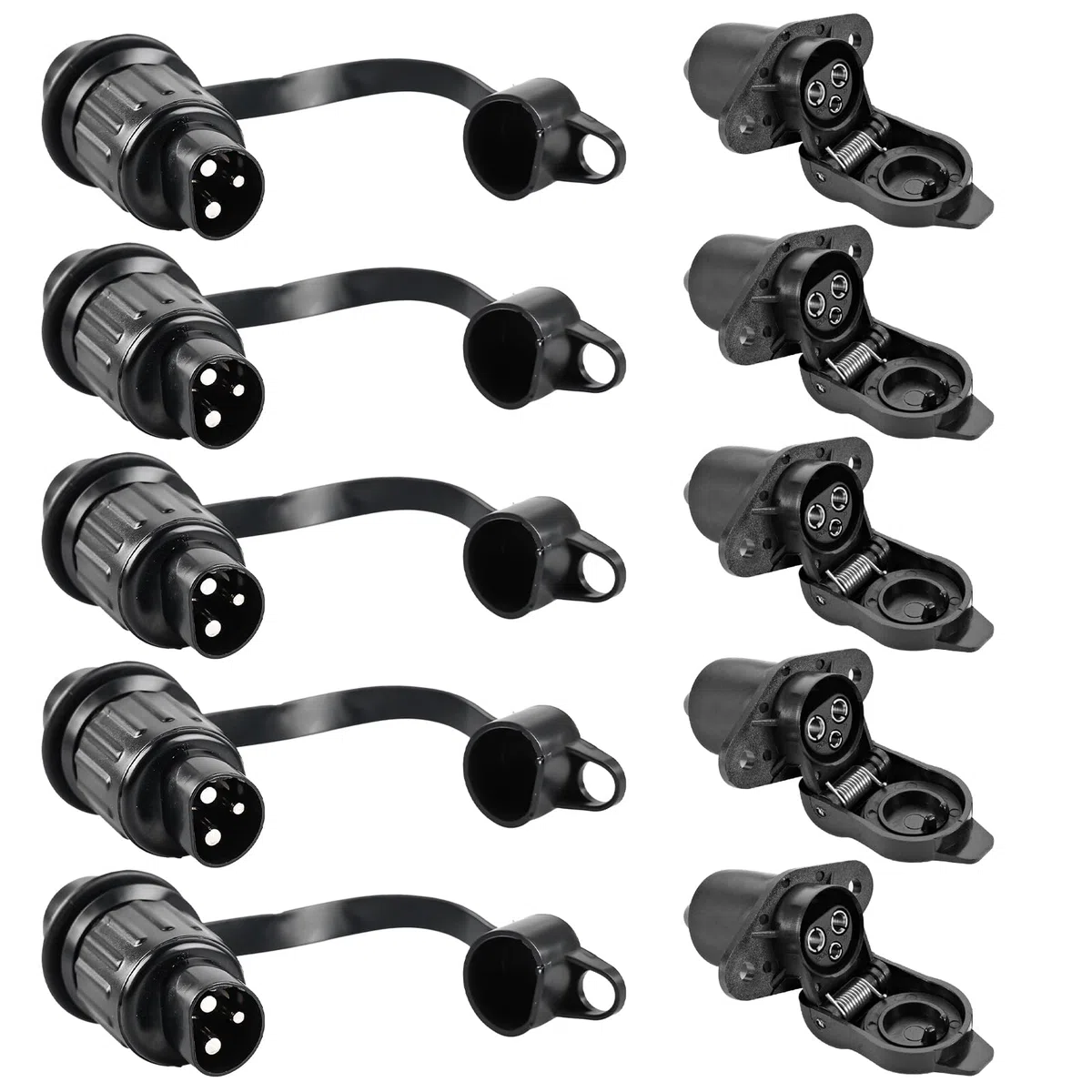 GBKDQQ 5 enchufes de 3 pines para tractor de 12 V, resistentes al agua, DIN 9680, para camiones, automóviles, tractores y remolques