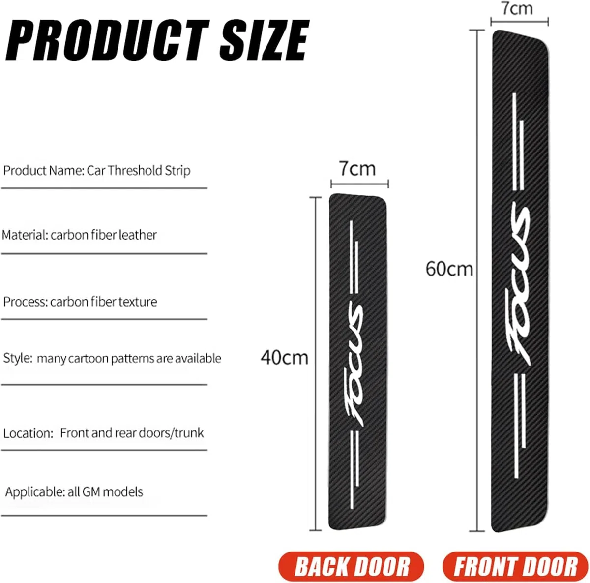 EAGLEG 4 Piezas Pegatina para Umbral de Coche para Fo-rd Focus Fiesta Kuga Fusion Edge ST-Line S-MAX ST Explorer, Fibra Carbono, Antidesgaste, Antiarañazos - Fuerte Capacidad Adhesiva,Focus