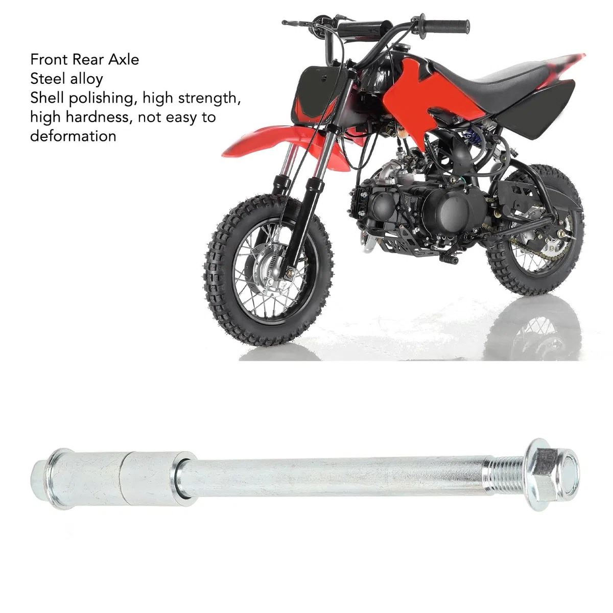 Aramox Eje Delantero Trasero de 15 mm, 220 mm, con 2 Anillas, Carcasa Pulida, Adecuado para Pit Pro Trail Dirt Bike 90 y fiable para tu Motocicleta Todoterreno