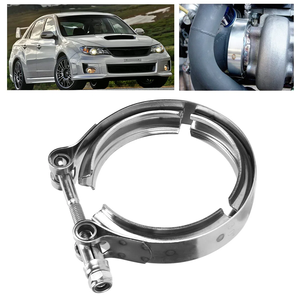 Abrazadera de banda en V para automóvil Abrazadera de banda en V de 3 pulgadas Turbocompresor Tubo de bajada de escape Acero inoxidable Accesorios universales para automóvil Abrazadera de banda en V A