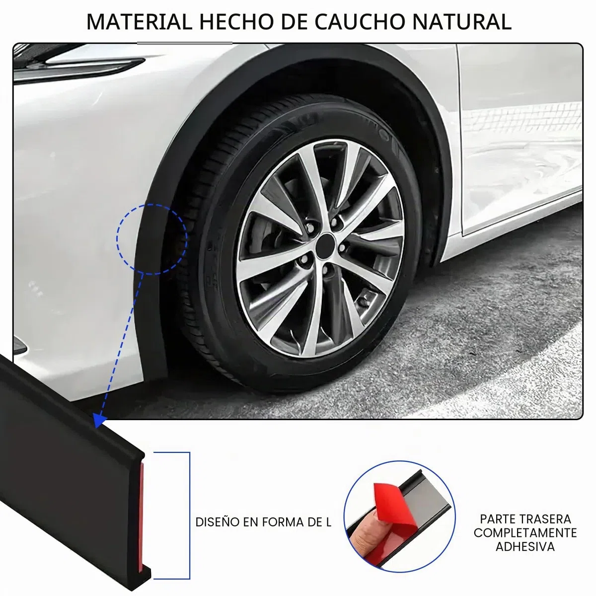 2 Artículos Tira de Paso de Rueda Universal, Bengalas de Guardabarros, Extensión del Paso de Rueda, Ampliación del Guardabarros para Coche (1.5 m, Negro)