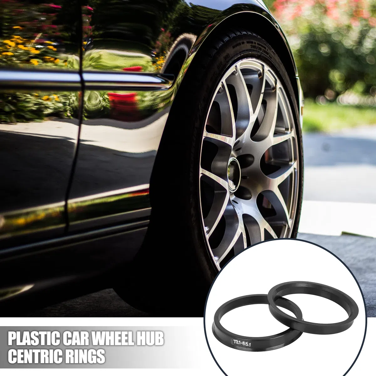 X AUTOHAUX 4uds Plástico 73.1mm a 65.1mm Coche Cubo Céntricos círculos Negro Anillos Centrales