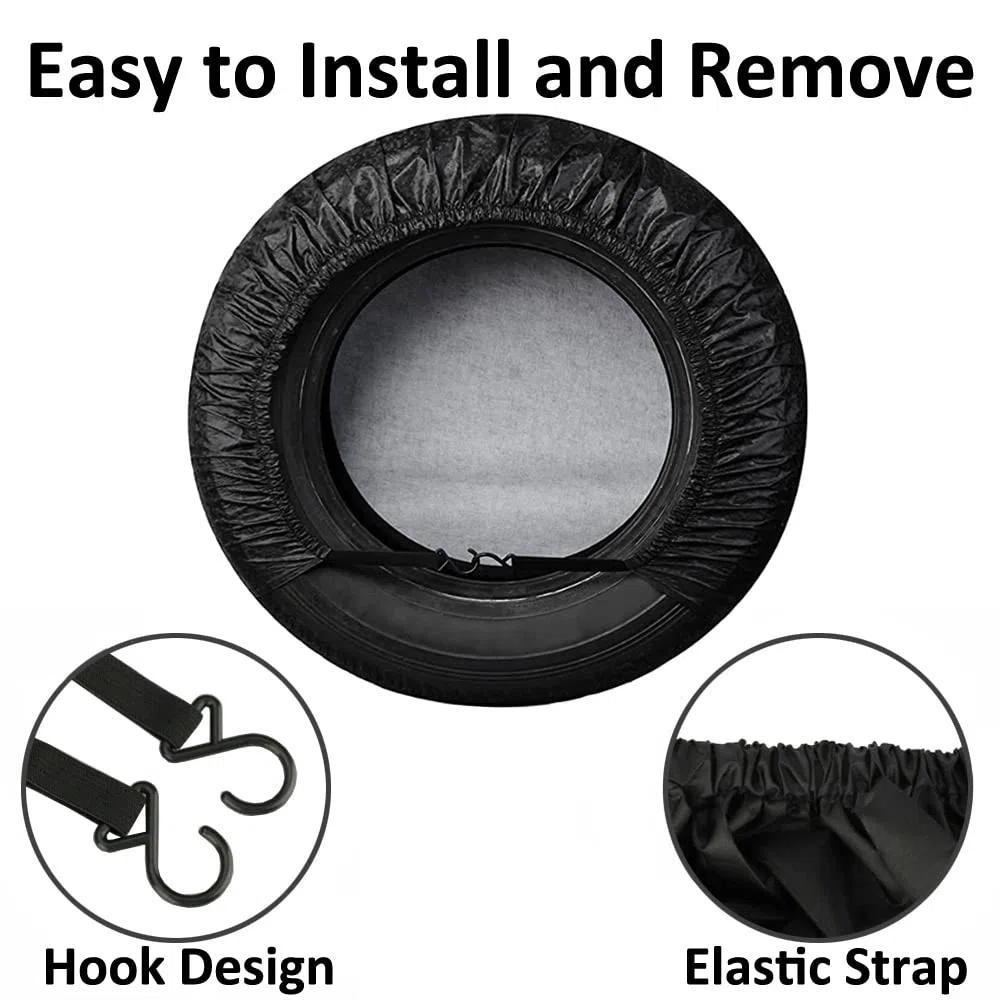 ETOPARS 4 Piezas Cubiertas de Neumáticos 18-21 Pulgadas Impermeable Cubierta de llanta de Refacción Cubierta Neumático Funda Protector para Ruedas Remolque Negro