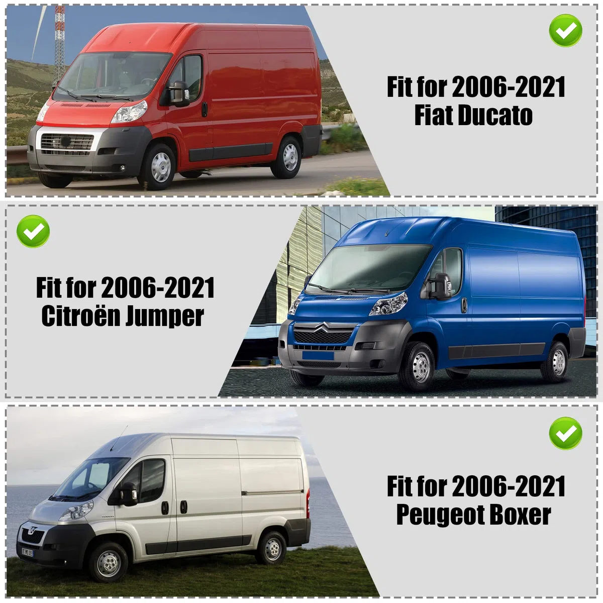 Cristal de Espejo reemplazar para Fiat Ducato 2006-2021, Retrovisor Exterior Ajustable para Citron Jumper, Lente de Marcha Atrás para Peugeot Boxer (Derecho)