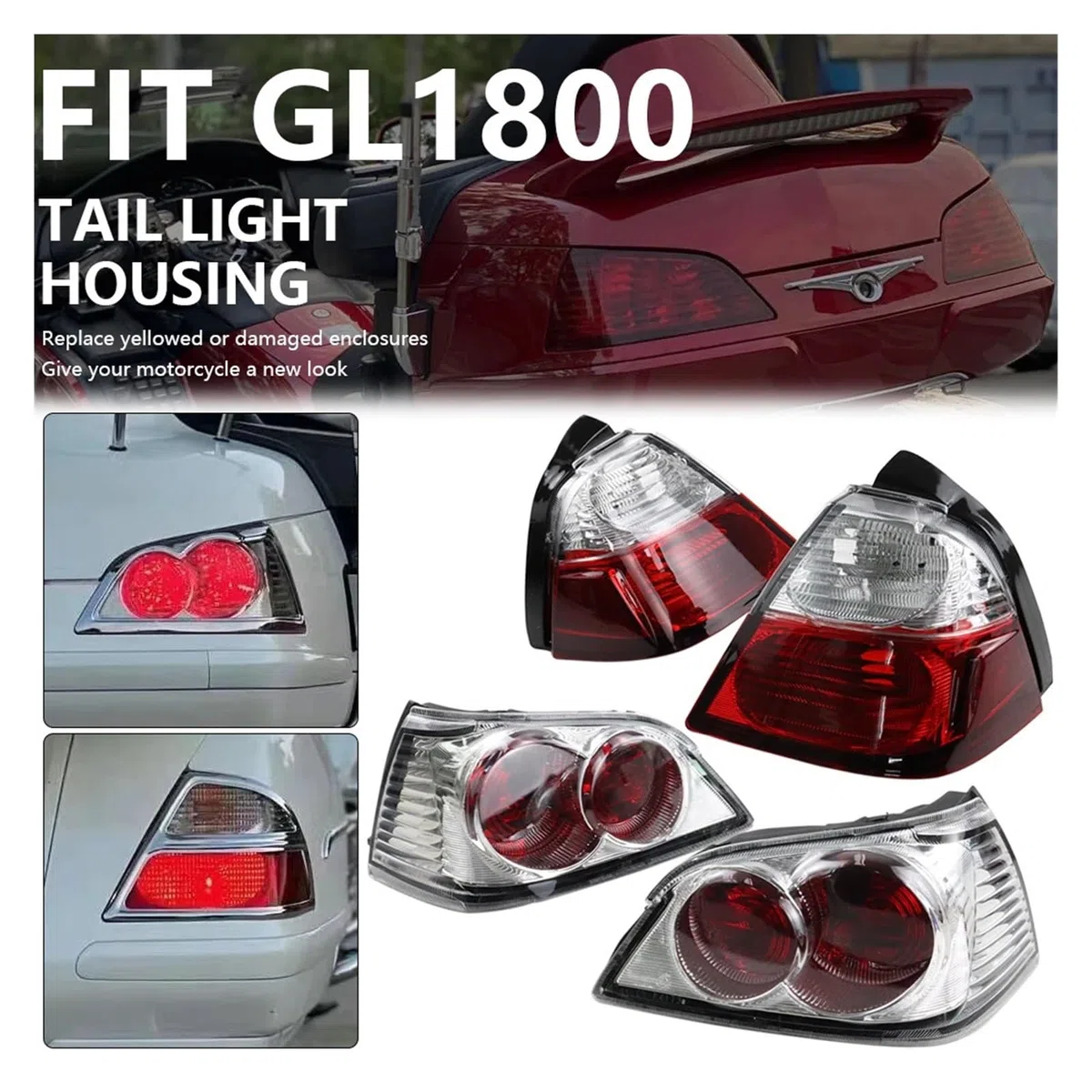 Parada luz Trasera Luz Trasera de Freno para Motocicleta, luz de Intermitentes, Cubierta de Lente indicadora para Ho&nda Go-ldwing GL1800 Go-LD Wing GL 1800 2001-2017