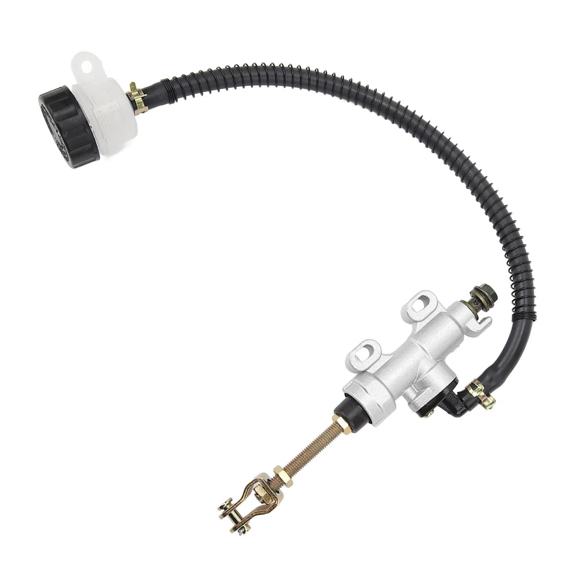 Akozon Depósito de la bomba del cilindro maestro hidráulico del freno de pie trasero para motocicleta Dirt Bike ATV(Blanco)