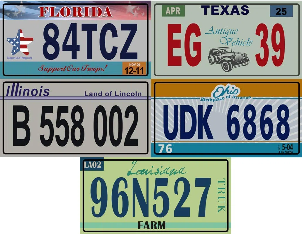 OPO 10 - Lote de 5 Placas de matrícula de automóviles de EE. UU. En Metal: réplicas de Placas estadounidenses Reales (v4)
