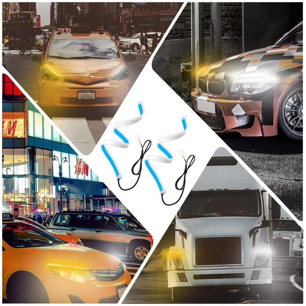 Luz de circulación LED, Tubo Suave ultradelgado de 60 cm para Coche, Tira de LED, luz de circulación Diurna, reemplazo de lámpara de señal súper Brillante