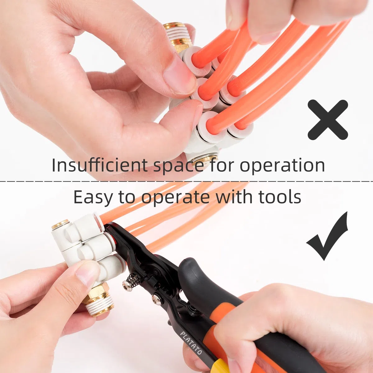 PLATATO - Herramienta de desconexión para accesorios neumáticos de 6,35 mm y 1,6 cm, accesorios neumáticos para encajar, mangueras de aire, mangueras de tráquea, herramientas de extracción