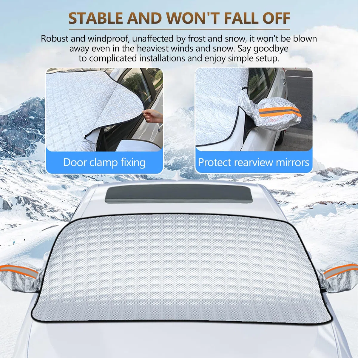 Protector de Parabrisas, Universal Cubierta Magnética de Parabrisas para Invierno con 5 Magnético, Funda Plegable Protector Luna Coche Hielo Protege de Hielo, Nieve Viento, Lluvia, 147x108cm