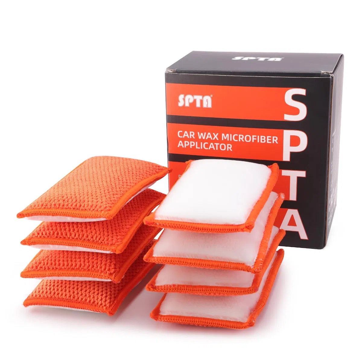 SPTA Almohadillas aplicadoras de Cera para Coche, 8 Piezas de Esponja de Limpieza de Microfibra para Coche, Esponja de fregado Interior de Cuero for Coche, Herramientas de Limpieza Interior de Coche