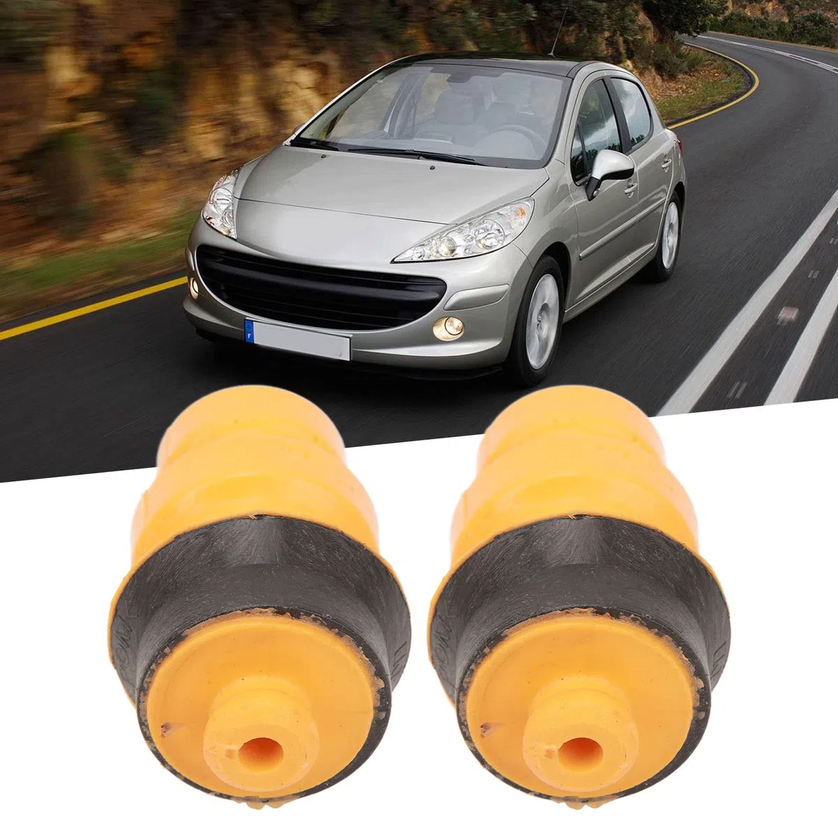 Cosiki 2 Piezas de Soporte de Amortiguador de Suspensión del Eje Trasero, Tope de Goma con Números OE 516680 9657150780, Ideal para 207, 2008 C3 y