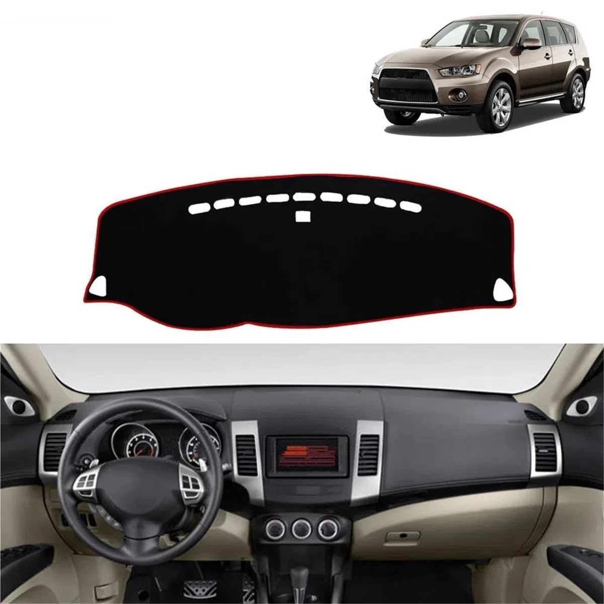 Alfombrilla Protectora Para Salpicadero De Coche Para Mitsubishi Para Outlander 2005-2012(Black Side LHD)