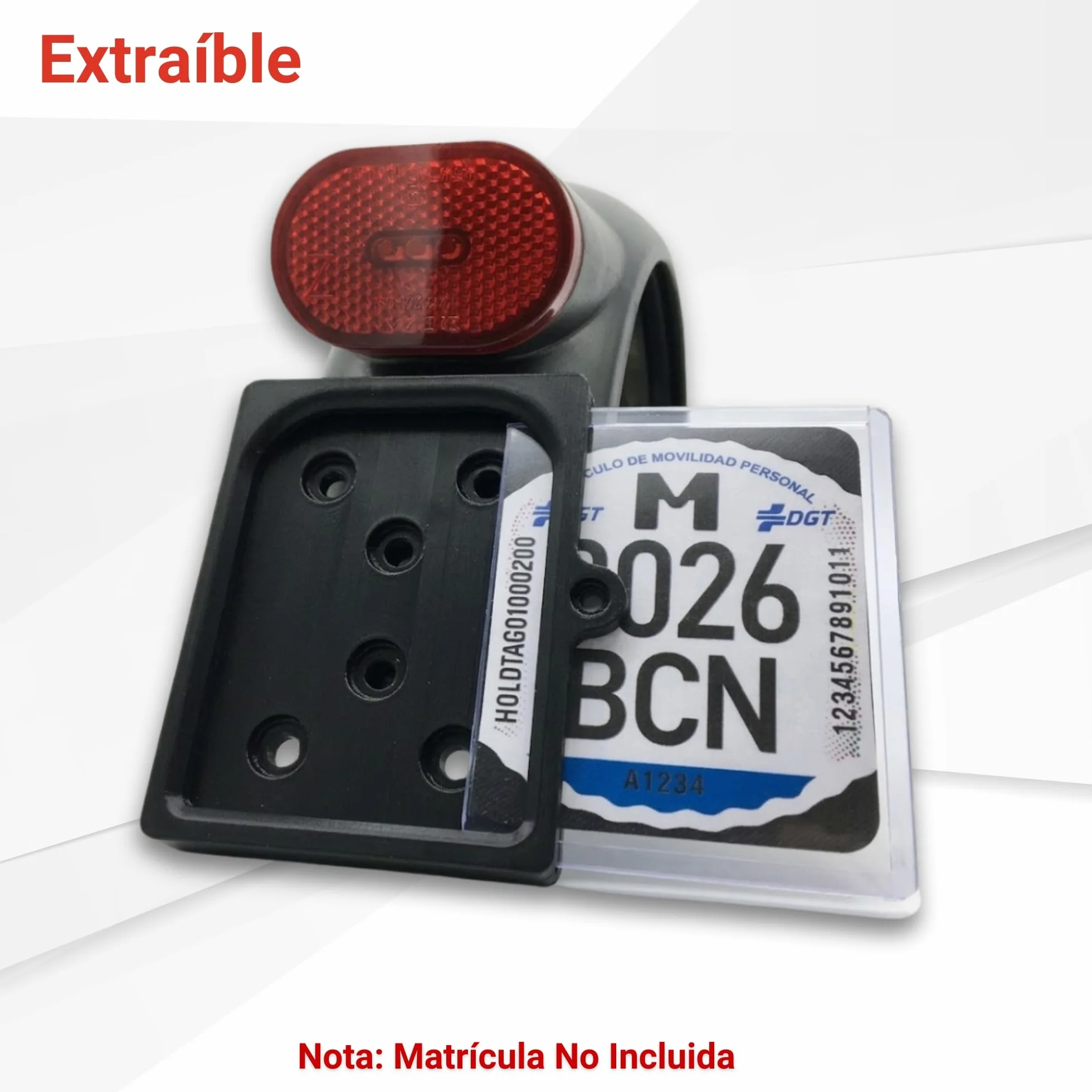 Portamatrícula para Patinete Eléctrico VMP con Tornillo de Seguridad, Soporte de Placa Identificativa para Guardabarros con Fijación por Tornillos o Adhesivo, Protector Transparente