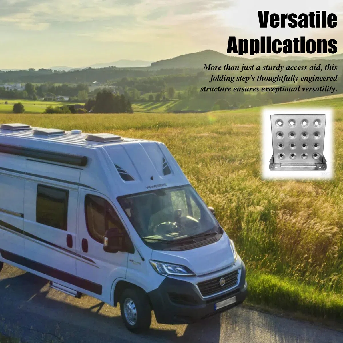 GBKDQQ - Escalera plegable para camiones, peldaño plegable, hojalata galvanizada, ayuda para subir hasta 150 kg, 190x180mm, escalera plegable para subir para accesorios de furgoneta, autocaravana