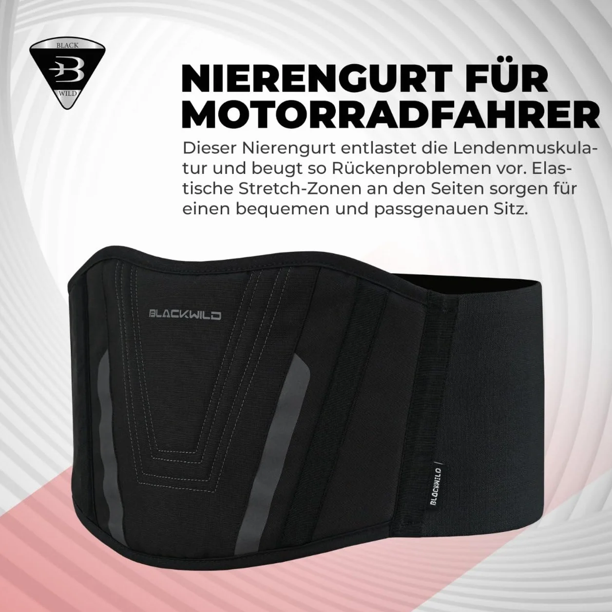 Blackwild - Cinturón lumbar para moto, para hombre y mujer, color negro
