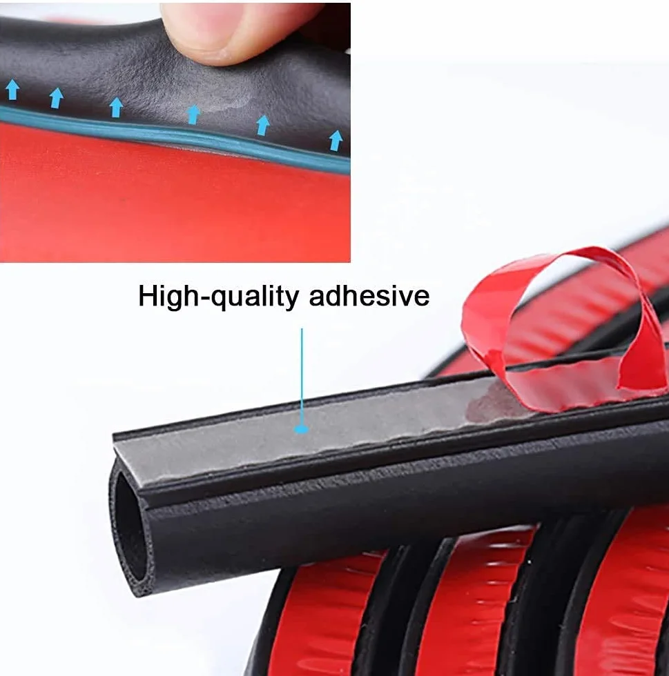 Storystore Tira de Sellado de Puerta de Coche 6M, 14mm X 14mm Universal Junta Goma Puerta Coche Autoadhesiva Protector Forma de D Impermeable, Apta para Furgonetas, Coches, Caravanas y Todoterrenos