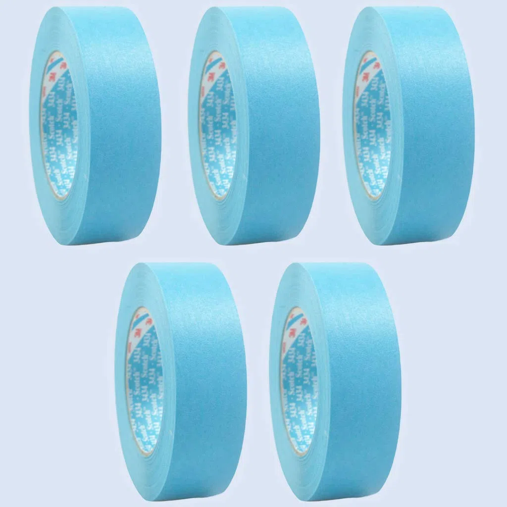 3M Scotch 3434 - Cinta adhesiva para pintura (5 unidades, 18 mm, 50 m), color azul