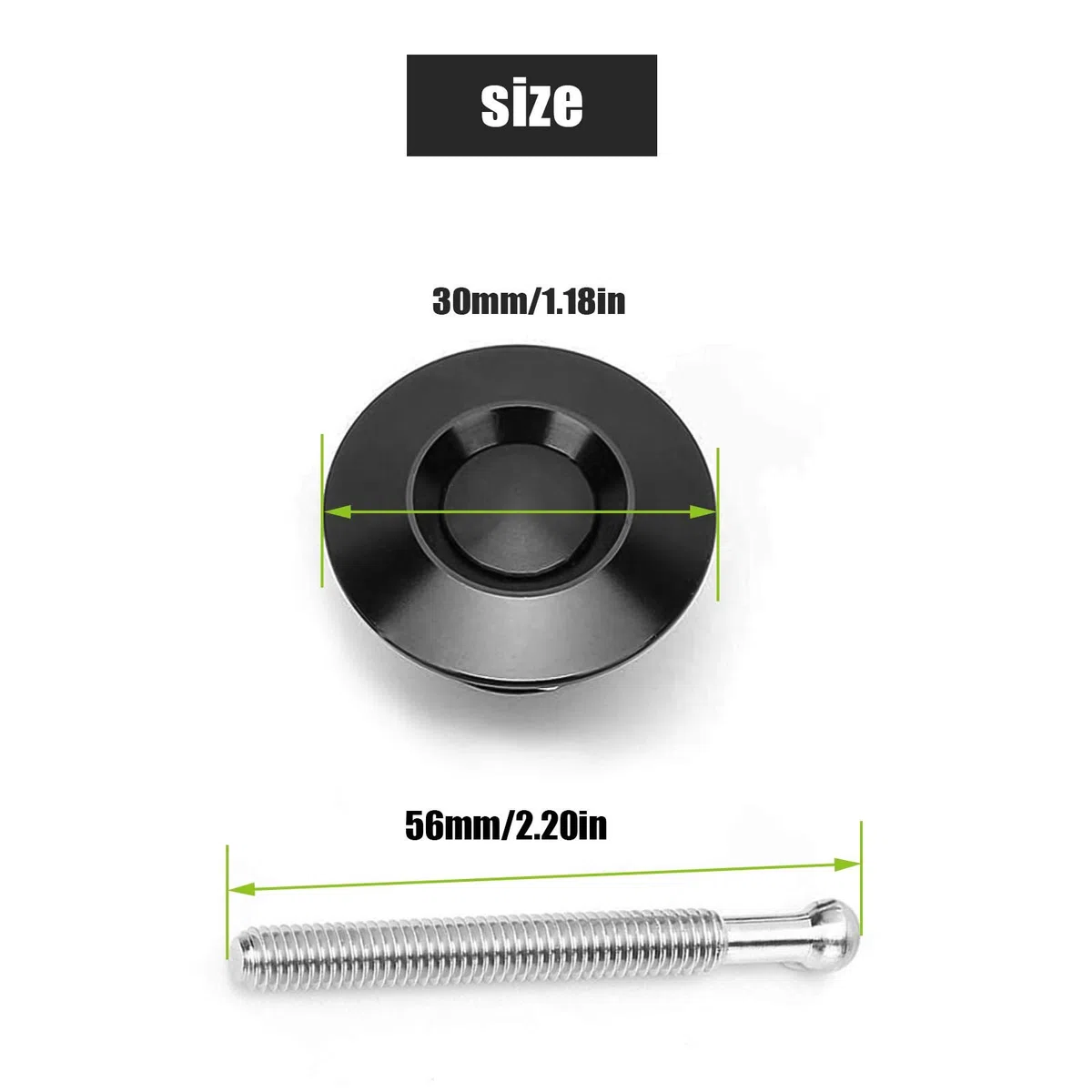 2 loquets universels à dégagement rapide de 30 mm pour mini kit de bouton-poussoir de clip de verrouillage de capot de véhicule pour plaque d'immatriculation de pare-chocs automatique