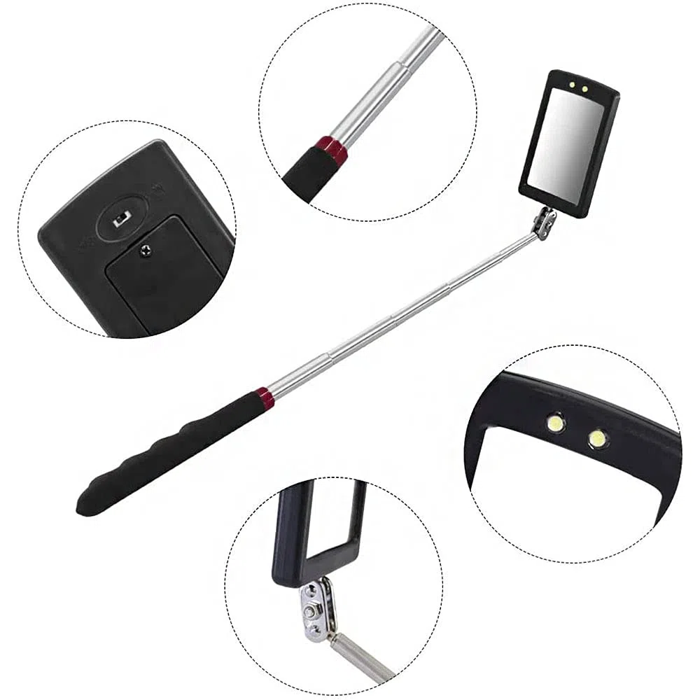 Gifts para hombres, kit de herramientas de recogida magnética telescópica de 5 piezas con varilla de recogida de 1 lb y 15 lb, espejo de inspección giratorio 360 y linterna LED telescópica