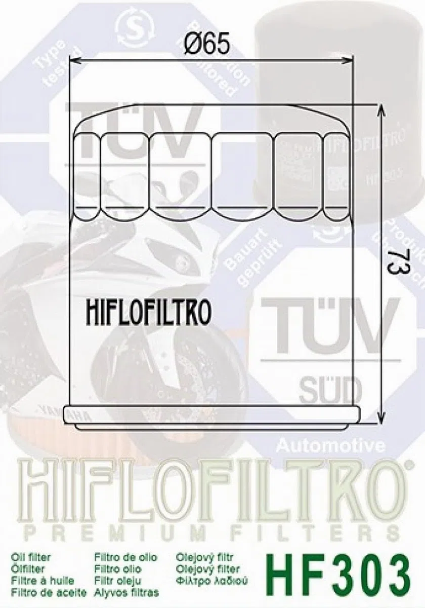 Filtro de aceite Hiflofiltro para moto Kawasaki 650 ER6-n 2007 a 2015 HF303