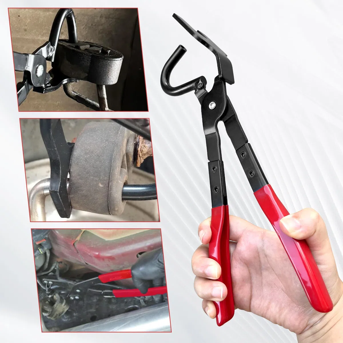 Juego de herramientas para quitar el tubo de escape, 2 piezas de 4 orificios de goma para escape y alicates de extracción universales para coches y camiones