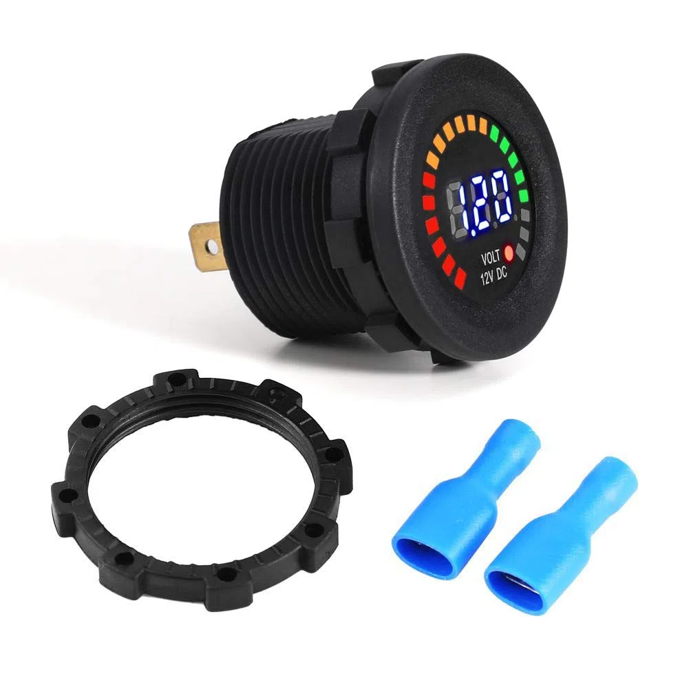Haofy Voltímetro Digital Pantalla LED Impermeable Indicador de Bateria Universal Impermeable Voltímetro para DC 12v Moto Coche Motocicleta Camión Barco