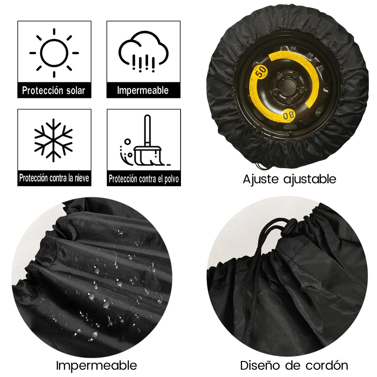 ‌ITINSPACE Brújula guía montaña Remolque para Coche y Furgoneta - Resistente a la Intemperie, Protección UV - Tapacubos 16 Pulgadas(75-79 cm)