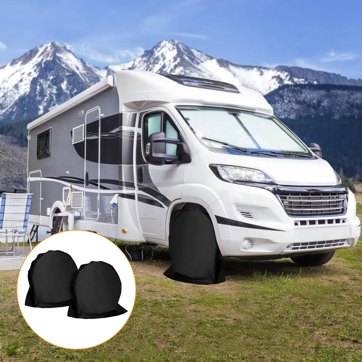 2 Piezas Fundas Protectoras, Funda de Rueda, Cubiertas para Ruedas de Caravana, Se Adapta a Neumáticos de 27-29 Pulgadas, Caravana, Autocaravana, Coche, Negro