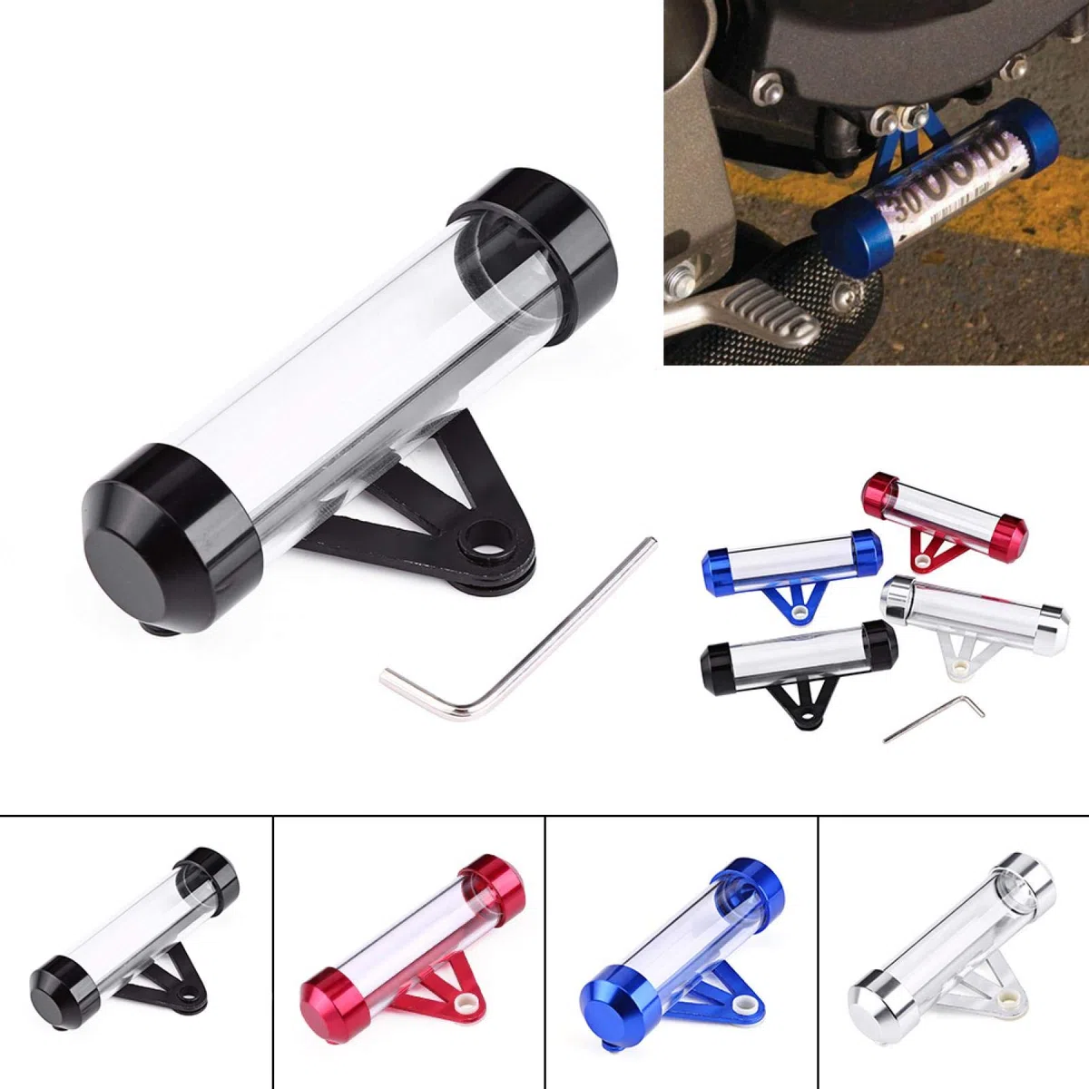 Qiilu Universal Motocicleta Moto Asegure el tubo de disco fiscal Cylindrical Holder Frame Impermeable(negro)