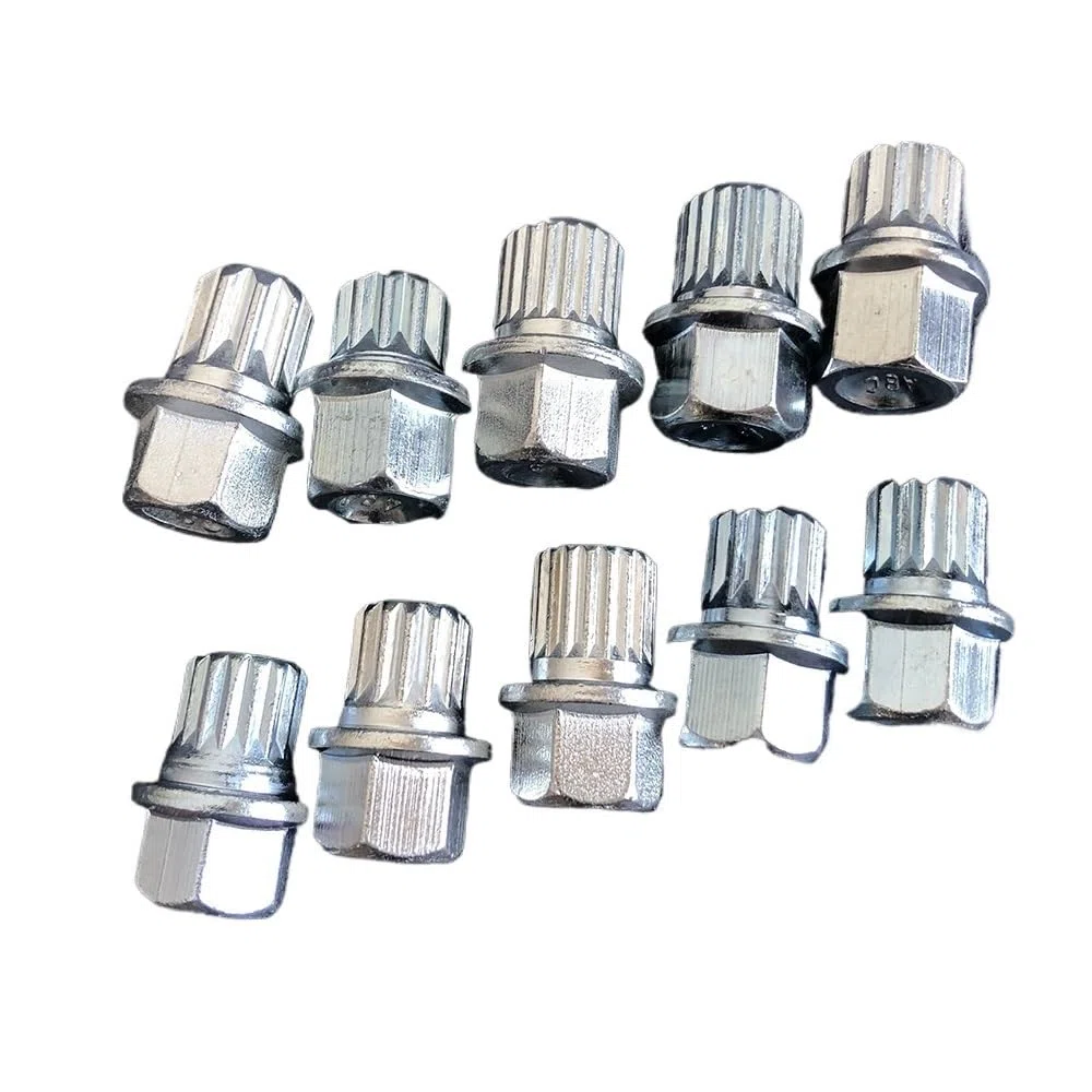 Tuercas Rueda,Tuercas Ruedas Coche Adaptador de llave de tuerca de seguridad for perno de rueda antirrobo de 5 piezas #000-#009 apto for Bora Golf Jetta Passat apto for Audi A4 A6 A8 TT Q7 Q5(007 19 t