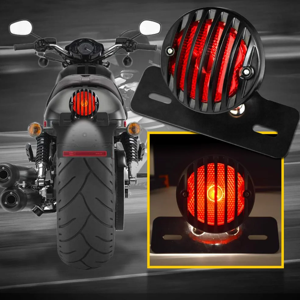 KATUR Luz de freno redonda para motocicleta, para Harley, Bobber o Chopper Custom