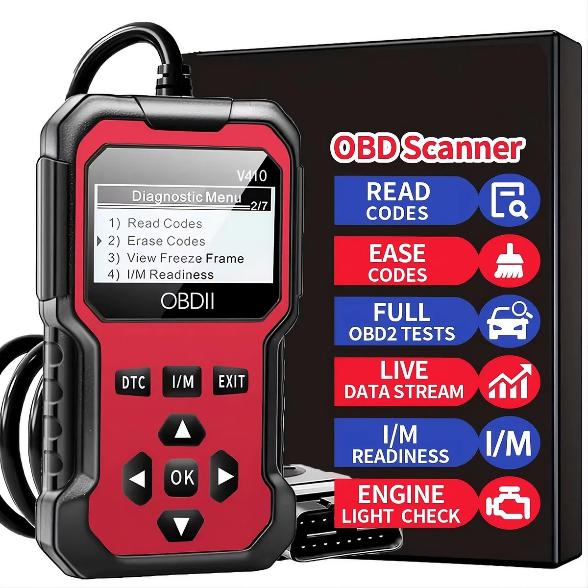 ELECTROMANIA Escáner OBD2 para Coche Naranja – Lector de Códigos de Error Motor, Herramienta de Diagnóstico Automotriz Universal OBDII Desde 1996, Pantalla LCD, Plug & Play