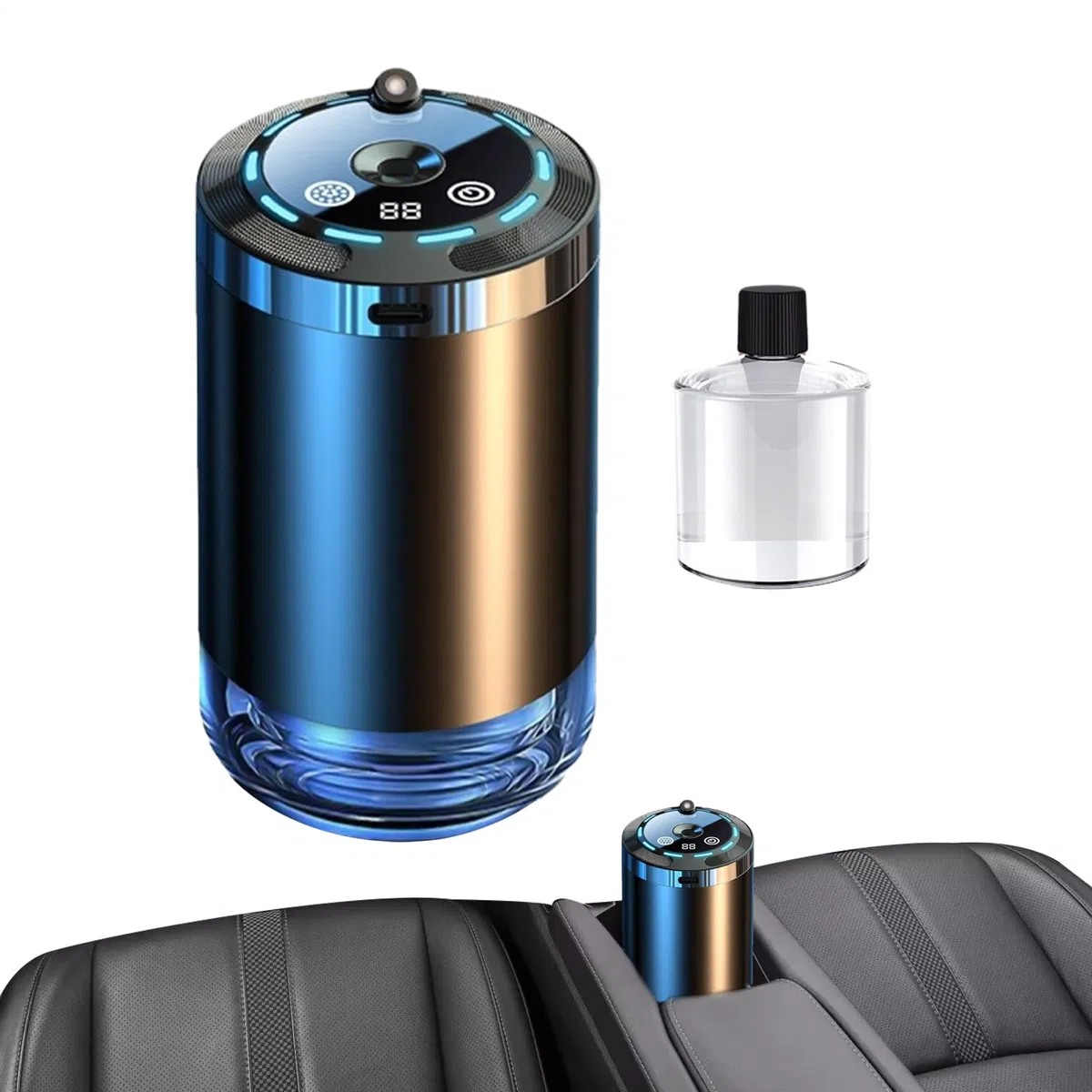 Teksome Humidificador de aromaterapia para coche | 5 modos humidificador difusor de aceite de esencia, eliminador de olores de coche, difusor ambientador para coche, hogar, oficina, habitación pequeña