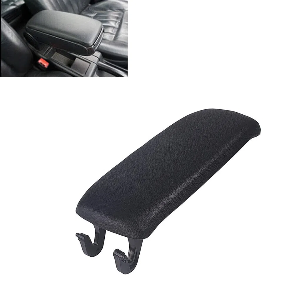 Riloer Cubierta de cuero para la tapa del reposabrazos de la consola central, compatible con Audi A6 C5 2001-2004, C6 2004-2006, A4 2000-2006 S4 2000-2006, 4B0864245AG Negro