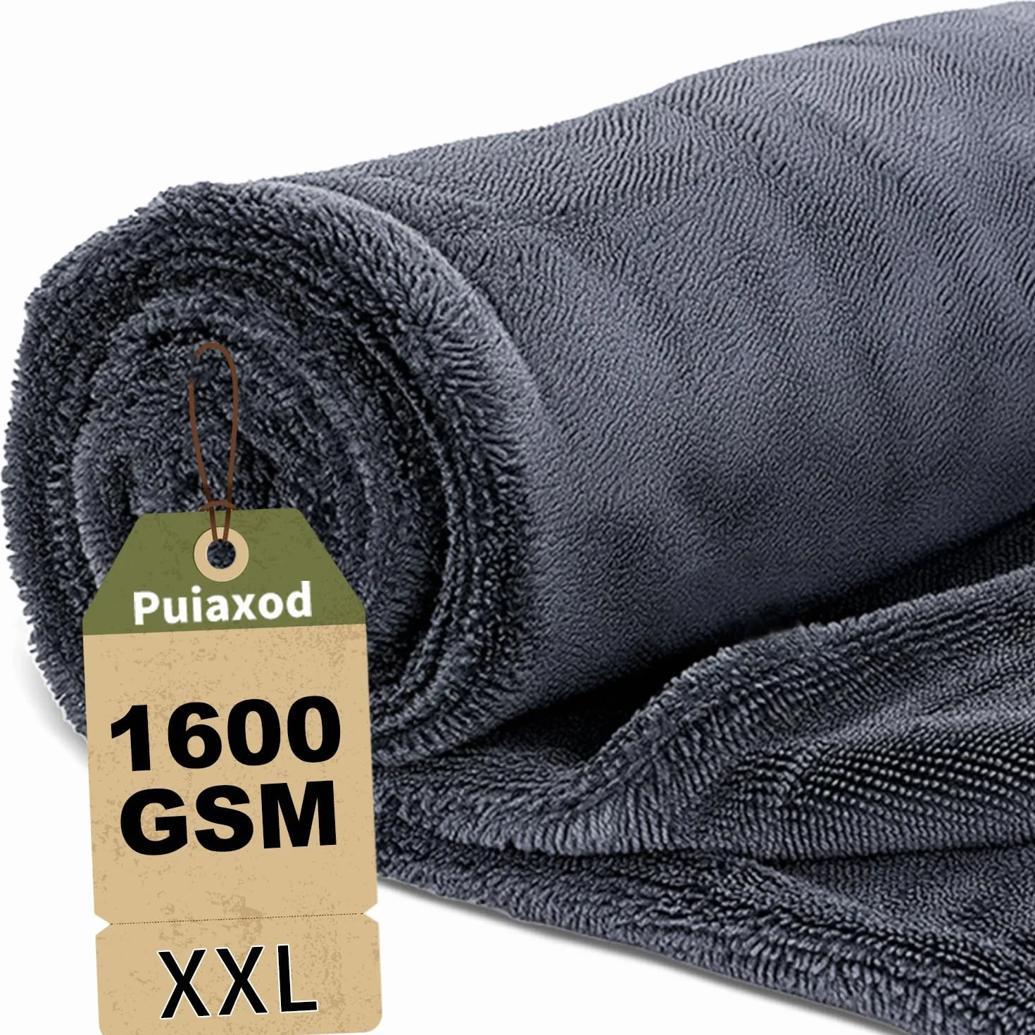 Toalla de Secado para Coche XXL de 90x60 cm, Toallas de Microfibra de 1600 g/m², Toalla de Microfibra para el Cuidado del Coche, Toallas de Secado para el Cuidado del Coche y la Moto (Gris)