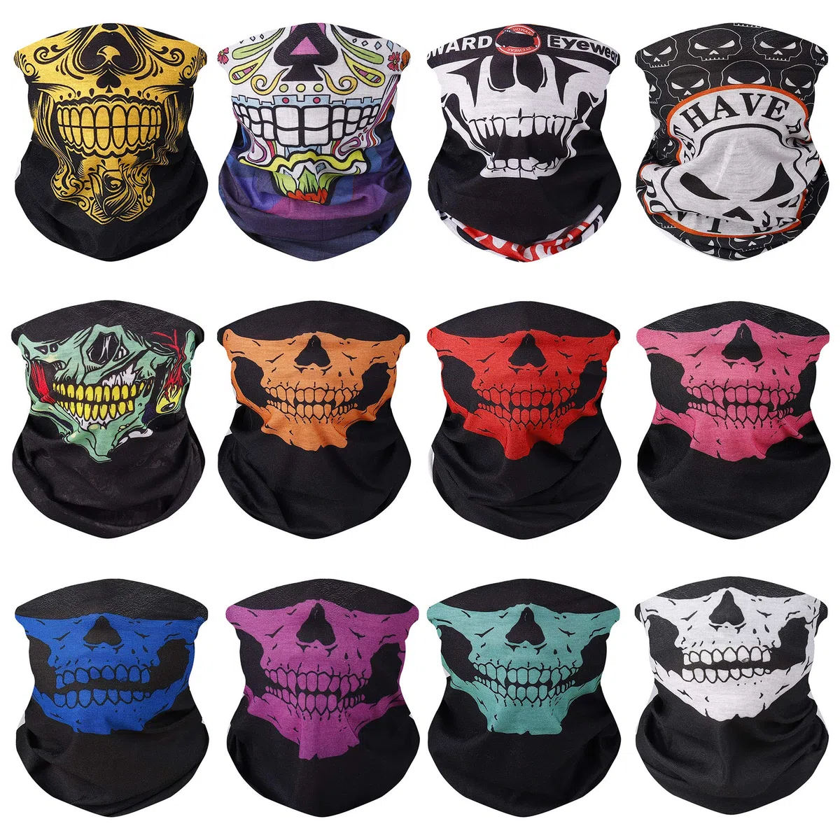 Pasamontañas De Calavera Multifuncional Áscara Bufanda Prueba Viento Moto Esquí Ciclismo Escalada 12 Piezas, Para Hombres Y Mujeres, M