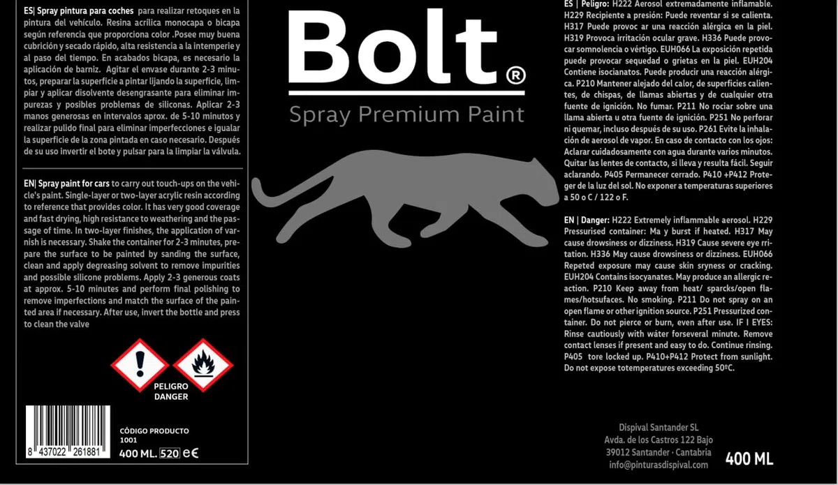 Spray Bolt Pintura Para Renault 1K Lisos 400Ml (369 BLANC GLACIER)